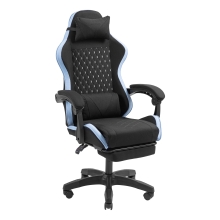 Silla gamer Mars Gaming MGCXFGRBL negra y azul reclinable, reposabrazos ajustable, reposapiés, cojines