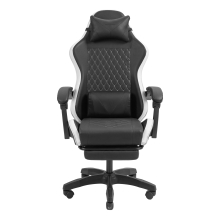 Silla gamer Mars Gaming MGCXBBL negra y blanca reclinable, reposabrazos ajustable, reposapiés, cojines