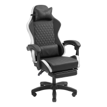 Silla gamer Mars Gaming MGCXBBL negra y blanca reclinable, reposabrazos ajustable, reposapiés, cojines
