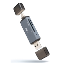 Lector de tarjetas Tooq USB 3.0 (USB tipo C + USB-A) SD/TF gris