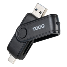 Lector de tarjetas Tooq USB tipo C 2.0 + USB-A 3.0 SD/TF negro