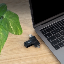 Lector de tarjetas Tooq USB tipo C 2.0 + USB-A 3.0 SD/TF negro