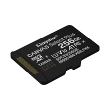 MEMORIA SD MICRO 256GB KINGSTON CLASE 10 +  ADAPTADOR CANVAS Select PLUS 100MB/S SDCS3/256GB