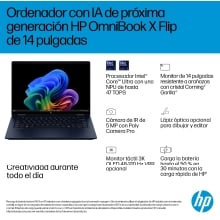 HP OmniBook X Flip NGAI 14-fm0009ns Intel Core Ultra 7 258V Híbrido (2-en-1) 35,6 cm (14") Pantalla táctil 3K 32 GB LPDDR5x-SDRAM 1 TB SSD Wi-Fi 7 (802.11be) Windows 11 Home Azul