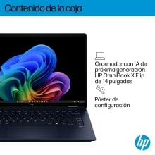 HP OmniBook X Flip NGAI 14-fm0009ns Intel Core Ultra 7 258V Híbrido (2-en-1) 35,6 cm (14") Pantalla táctil 3K 32 GB LPDDR5x-SDRAM 1 TB SSD Wi-Fi 7 (802.11be) Windows 11 Home Azul