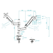 TooQ DB1533TNR-B soporte para monitor 81,3 cm (32") Escritorio Negro