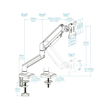 TooQ DB1334TNR-W soporte para monitor 86,4 cm (34") Escritorio Blanco