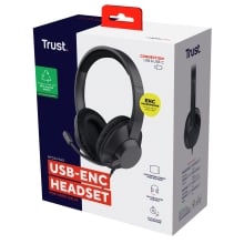 HEADSET USB-C TRUST AYDA MAX COLOR NEGRO CABLE 1,8m ADAPTADOR USB-C A USB-A ENC