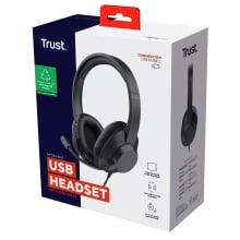 HEADSET USB-C TRUST AYDA MAX COLOR NEGRO CABLE 1,8m ADAPTADOR USB-C A USB-A