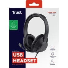 HEADSET USB-C TRUST AYDA MAX COLOR NEGRO CABLE 1,8m ADAPTADOR USB-C A USB-A