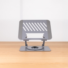 TooQ Soporte Elevador con rotación 360° y ajustable, para dispositivos de 11-17, Color Gris Oscuro