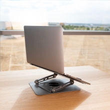 TooQ Soporte Elevador con rotación 360° y ajustable, para dispositivos de 11-17, Color Gris Oscuro