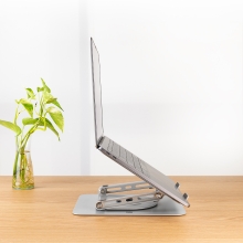 TooQ Soporte Elevador con rotación 360° y ajustable, para dispositivos de 11-17, Color Plata