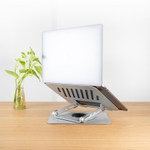 TooQ Soporte Elevador con rotación 360° y ajustable, para dispositivos de 11-17, Color Plata