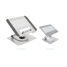 TooQ Soporte Elevador con rotación 360° y ajustable, para dispositivos de 11-17, Color Plata