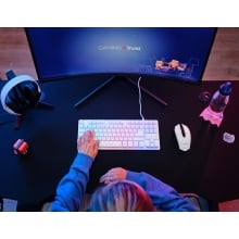 TECLADO MOUSE Y ALFOMBRILLA TRUST GAMING GXT 794 BLANCO RGB RATON WIRELESS 4800DPI TECLADO CABLE