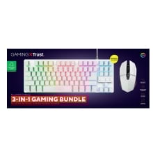 TECLADO MOUSE Y ALFOMBRILLA TRUST GAMING GXT 794 BLANCO RGB RATON WIRELESS 4800DPI TECLADO CABLE