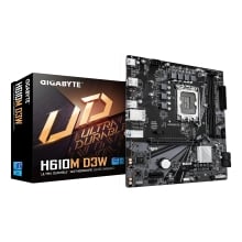 GIGABYTE H610M D3W Placa Base - Compatible con procesadores Intel Core de 14ª generación, VRM de 5+1+1 fases, hasta 5600MHz DDR4, 1xPCIe 3.0 M.2, LAN 1GbE, USB 3.2 Gen 1