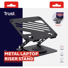 SOPORTE DE PORTATIL TRUST ZEFF METALICO COLOR NEGRO PLEGABLE GIRATORIO HASTA 16" 10Kg