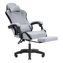 SILLA GAMER MARS GAMING MGCXFSB FABRIC RECLINABLE REPOSAPIES EXTENSIBLE DISEÃO TEXTIL NEGRO PLATA