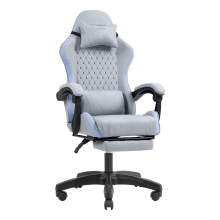 SILLA GAMER MARS GAMING MGCXFSBL FABRIC RECLINABLE REPOSAPIES EXTENSIBLE DISEÃO TEXTIL AZUL PLATA