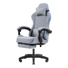 SILLA GAMER MARS GAMING MGCXFSBL FABRIC RECLINABLE REPOSAPIES EXTENSIBLE DISEÃO TEXTIL AZUL PLATA