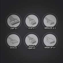 FUENTE DE ALIMENTACION MARS GAMING 750W BLACK ARGB CERTIFICADO 80+ BRONZE APFC VENT. 12x12mm DC-DC