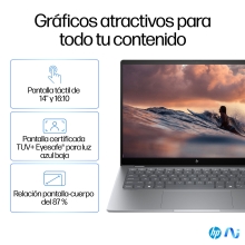 Portatil hp omnibook x 14 - fe0008ns x1e - 78 - 100 -  16gb -  ssd 1tb -  14 pulgadas tactil - w11h
