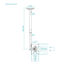 TooQ Soporte de Techo para pantallas 23-42, Negro