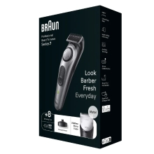 RECORTADORA DE BARBA BRAUN BT7420 40 AJUSTES CORTE 0,5 - 10mm RECARGABLE BASE DE CARGA NEGRO