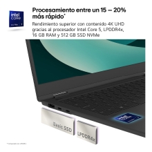 LG Gram 16Z90RU-G.AA55B ordenador portatil Intel® Core i5 i5-1334U Portátil 40,6 cm (16") WQXGA 16 GB LPDDR4x-SDRAM 512 GB SSD Wi-Fi 6 (802.11ax) Windows 11 Home Negro