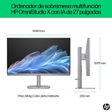 HP OmniStudio X 27-cs0015ns PC Intel Core Ultra 5 125H 68,6 cm (27") 1920 x 1080 Pixeles PC todo en uno 16 GB DDR5-SDRAM 512 GB SSD Windows 11 Home Wi-Fi 7 (802.11be) Plata