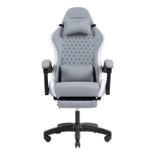 SILLA GAMER MARS GAMING MGCXFSW FABRIC RECLINABLE REPOSAPIES EXTENSIBLE DISEÃO TEXTIL BLANCO PLATA