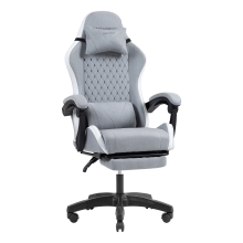 SILLA GAMER MARS GAMING MGCXFSW FABRIC RECLINABLE REPOSAPIES EXTENSIBLE DISEÃO TEXTIL BLANCO PLATA
