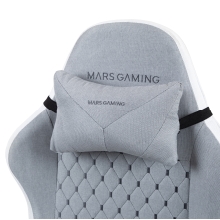 SILLA GAMER MARS GAMING MGCXFSW FABRIC RECLINABLE REPOSAPIES EXTENSIBLE DISEÃO TEXTIL BLANCO PLATA