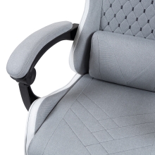 SILLA GAMER MARS GAMING MGCXFSW FABRIC RECLINABLE REPOSAPIES EXTENSIBLE DISEÃO TEXTIL BLANCO PLATA