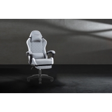 SILLA GAMER MARS GAMING MGCXFSW FABRIC RECLINABLE REPOSAPIES EXTENSIBLE DISEÃO TEXTIL BLANCO PLATA