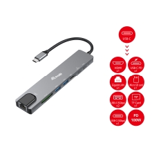 DOCKING USB-C EQUIP 133497 A 1xHDMI 4K 2xUSB-A 3.2 5Gbps 1xTF 1xMicroSD 1xUSB-C PD 100W 1xRJ45