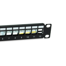 PATCH PANEL VACIO CAT.6 APANTALLADO 10" 12 PUERTOS KEYSTONE 1U RAL9005