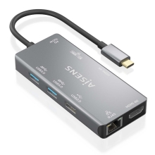 AISENS ASUC-9P018-GR base para portátil y replicador de puertos Alámbrico USB 3.2 Gen 1 (3.1 Gen 1) Type-C