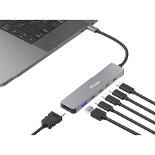 DOCKING USB-C 6-EN-1 EQUIP 133500 A 1xHDMI 4K 4xUSB-C 1xUSB-A 1xUSB-C PD 100W