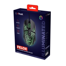 RATON TRUST GXT 113 FELOX USB 2.0 6400 DPI AJUSTABLE 6 BOTONES ILUMINACION LED COLOR NEGRO