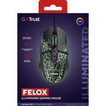 RATON TRUST GXT 113 FELOX USB 2.0 6400 DPI AJUSTABLE 6 BOTONES ILUMINACION LED COLOR NEGRO