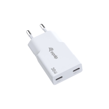 Cargador USB-C EQUIP 245524 GAN 30W 2xUSB-C PD slim blanco