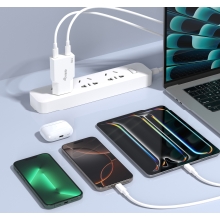 Cargador USB-C EQUIP 245524 GAN 30W 2xUSB-C PD slim blanco