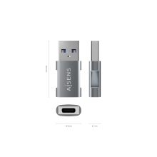 Mini adaptador Aisens USB-A 3.2 GEN2 10G 3A USB-C hembra-A/M gris