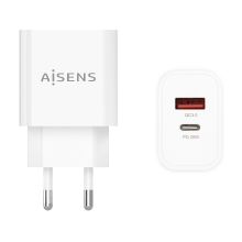 Cargador Aisens 20W 1xUSB-C PD3.0, 1xUSB-A QC3.0 Blanco