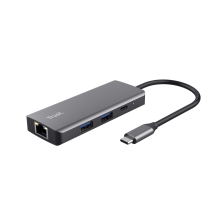 HUB USB-C TRUST DALYX 6 EN 1 alumino 1xHDMI 4K 2xUSB-A 3.2 1xUSB-C PD 100W 1xRJ45 lector SD MicroSD