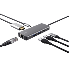 HUB USB-C TRUST DALYX 6 EN 1 alumino 1xHDMI 4K 2xUSB-A 3.2 1xUSB-C PD 100W 1xRJ45 lector SD MicroSD