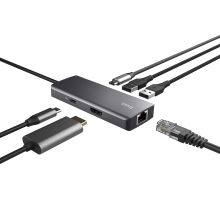 HUB USB-C TRUST DALYX 6 EN 1 alumino 1xHDMI 4K 2xUSB-A 3.2 1xUSB-C PD 100W 1xRJ45 lector SD MicroSD